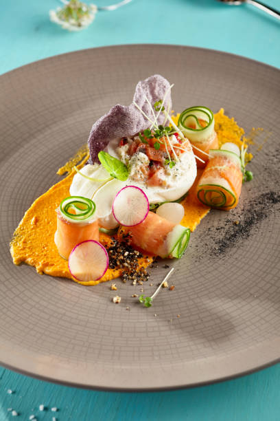 istock Salad with Smoked Salmon and Burrata Cheese 801016268