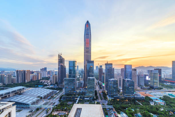 istock The twilight skyline of Shenzhen 801016822