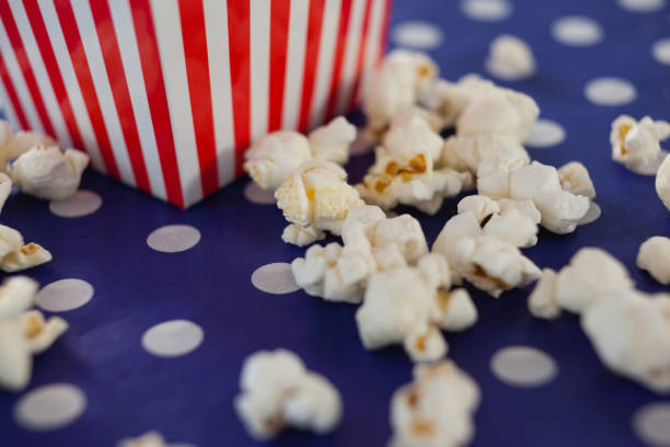 Popcorn with 4th july theme Close-up of popcorn with 4th july theme 70s theme stock pictures, royalty-free photos & images