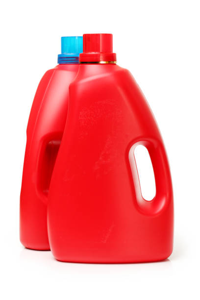istock Red color fluid bottle  on white background 801017000
