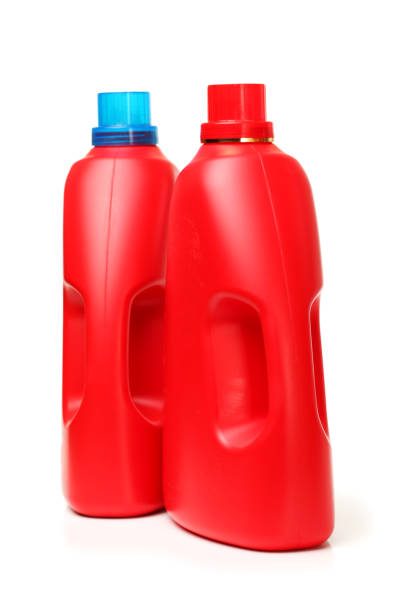 istock Red color fluid bottle  on white background 801017478
