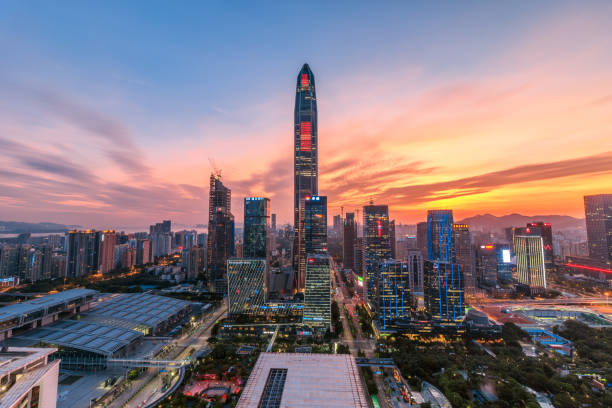 istock The twilight skyline of Shenzhen 801024362