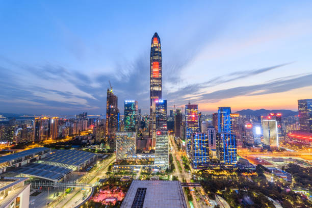 istock The twilight skyline of Shenzhen 801024556