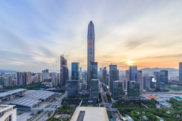 istock The twilight skyline of Shenzhen 801024950