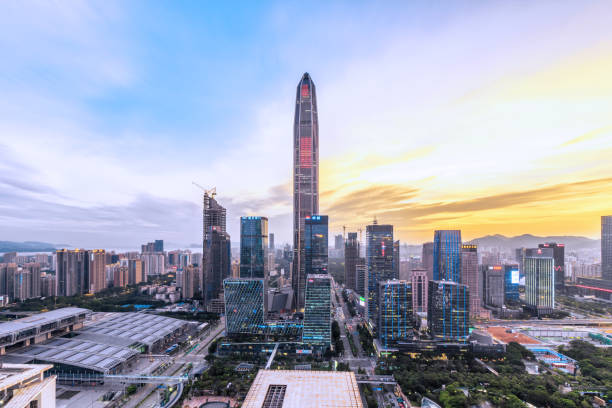 istock The twilight skyline of Shenzhen 801027114