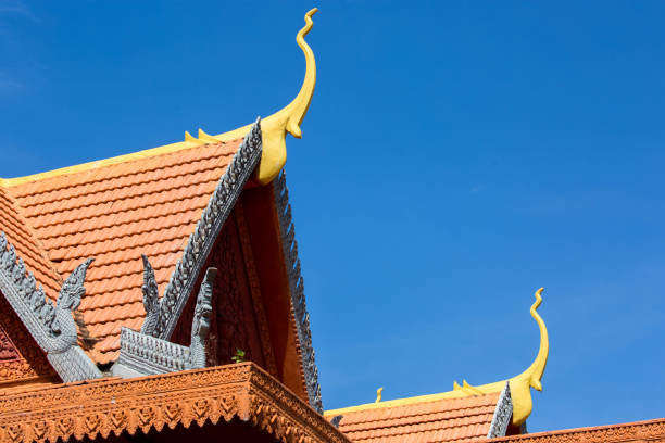 The Buddhist temple at the small village of Koh Chen, just north of Phnom Penh on the Tonle Sap River.
