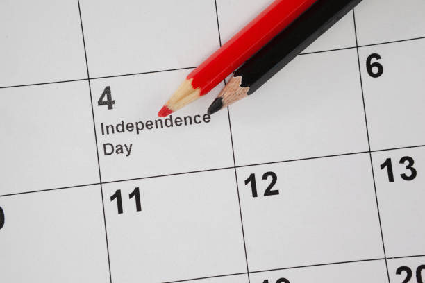 istock Colored pencil with fourth of july calendar 801041084