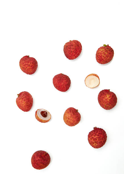 istock Set of fresh lychees fruit 801043264