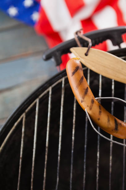 Grilled sausage for sale at the market