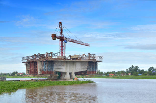 istock Construction of bridges over the river 801051818