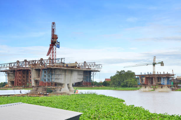 istock Construction of bridges over the river 801051822