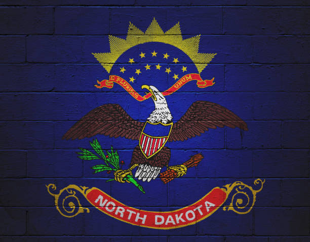 istock North Dakota state flag painted on a wall 801052048