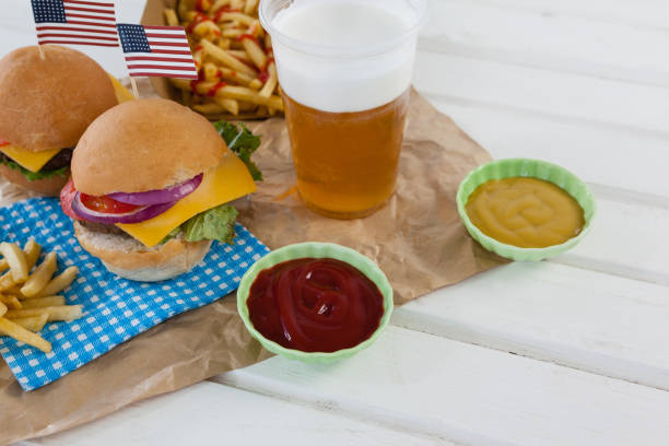 istock Drink and snacks decorated with 4th july theme 801066614