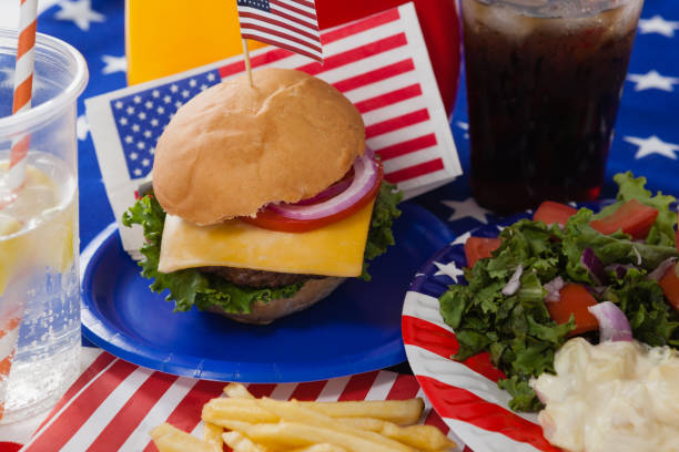 istock Drink and snacks decorated with 4th july theme 801066672