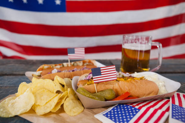 istock Snacks and drink decorated with 4th july theme 801068890