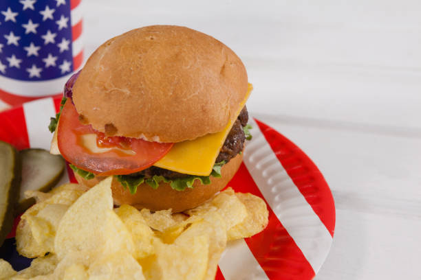 istock Snacks in plate decorated with 4th july theme 801068966
