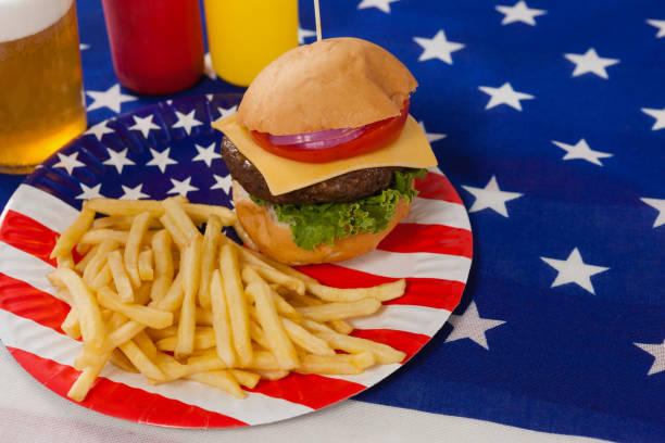 istock Snacks and drink  decorated with 4th july theme 801069006