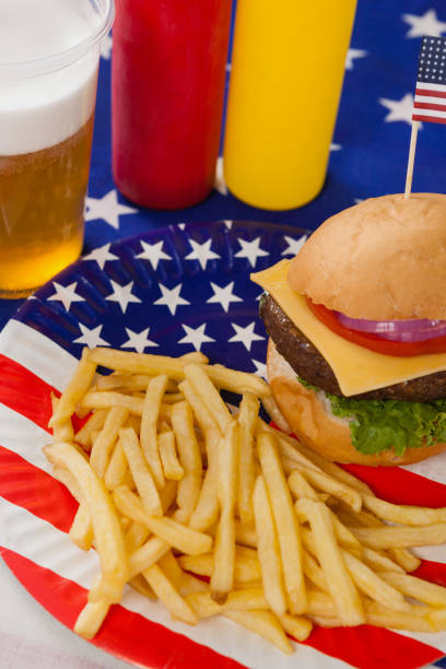 istock Snacks and drink  decorated with 4th july theme 801069022
