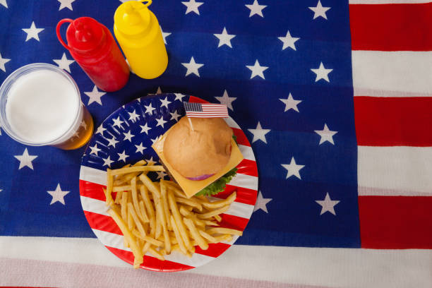 Snacks and drink  decorated with 4th july theme