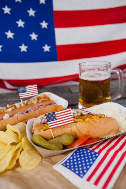 istock Snacks and drink decorated with 4th july theme 801069088