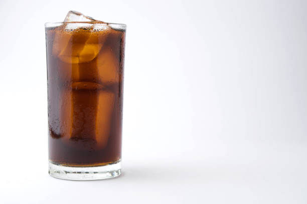 istock cola with ice in glass on white background with copy space 801069400