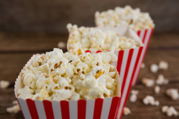 istock Popcorn arranged in a row with 4th july theme 801075136