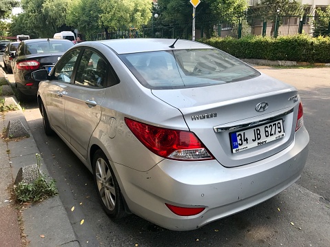 Istanbul,Turkey-June 24,2017:Hyundai Accent car parking in the street