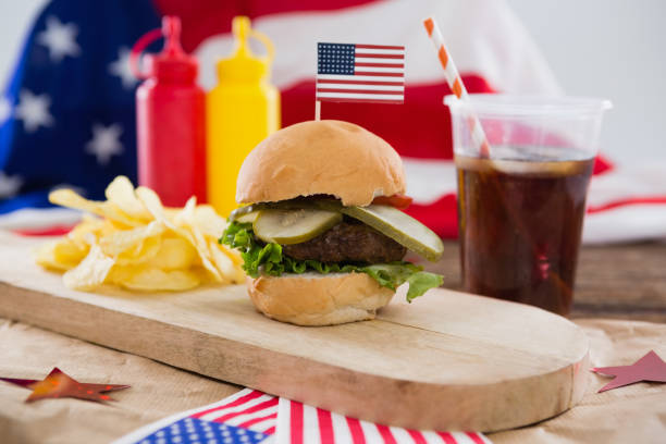 istock Food and cold drink decorated with 4th july theme 801076456