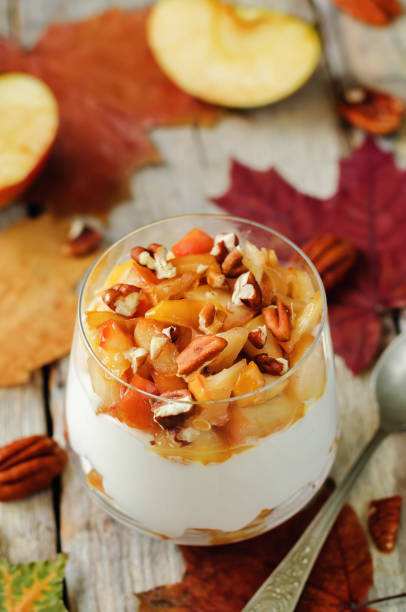 istock Caramelized apples pecan greek yogurt parfait 801077586