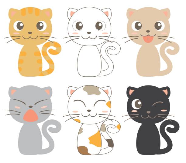 cats character 6set material made with vector cat sticking tongue out stock illustrations