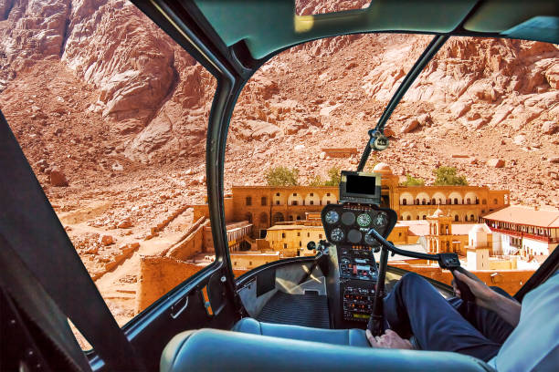 istock Helicopter on Monastery of St Catherine 801080040