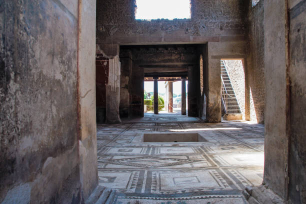 istock Atrium of a villa in Pompei archeological site 801080112