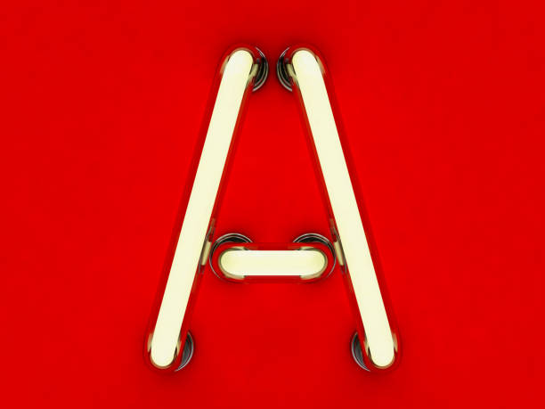 istock Neon tube letter on red background. 3D rendering 801094092