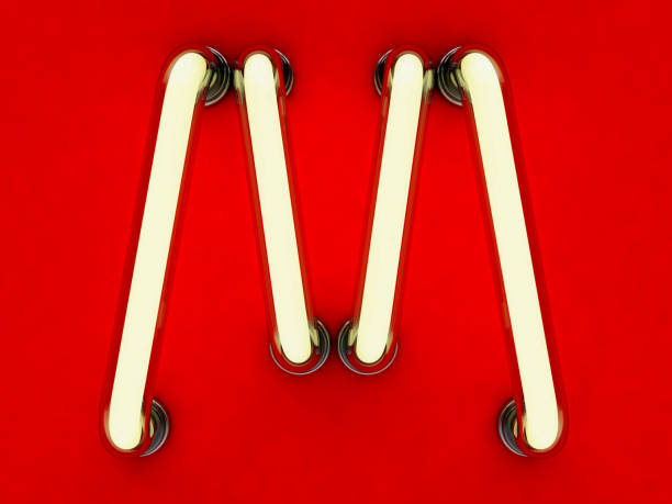 istock Neon tube letter on red background. 3D rendering 801095316