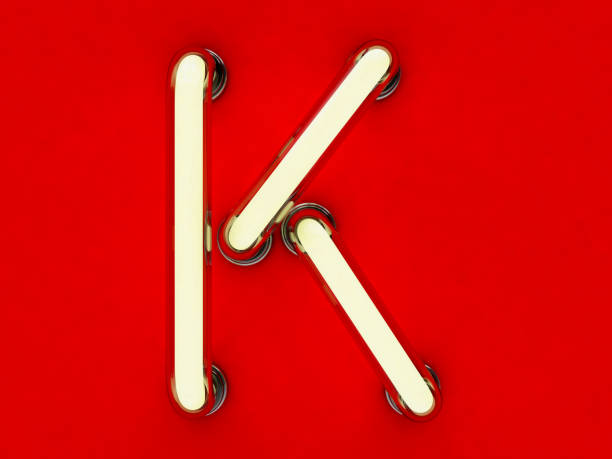 istock Neon tube letter on red background. 3D rendering 801095332