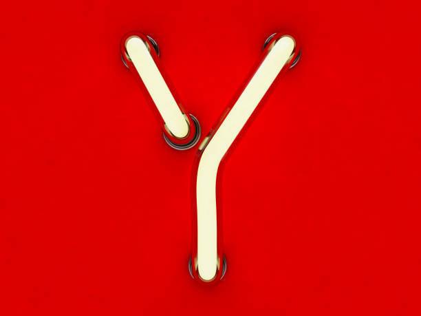istock Neon tube letter on red background. 3D rendering 801095342