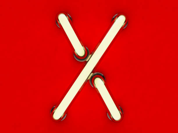 istock Neon tube letter on red background. 3D rendering 801095350