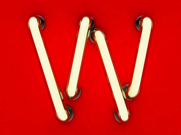 istock Neon tube letter on red background. 3D rendering 801095356
