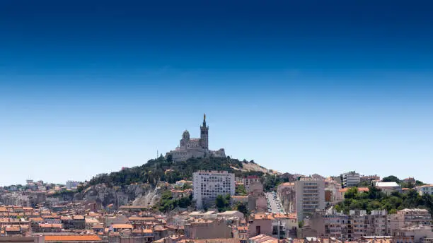 Panoramic view of Marseille on a perfect cloudless day.