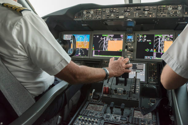 istock Commercial jet aircraft cockpit 801113566