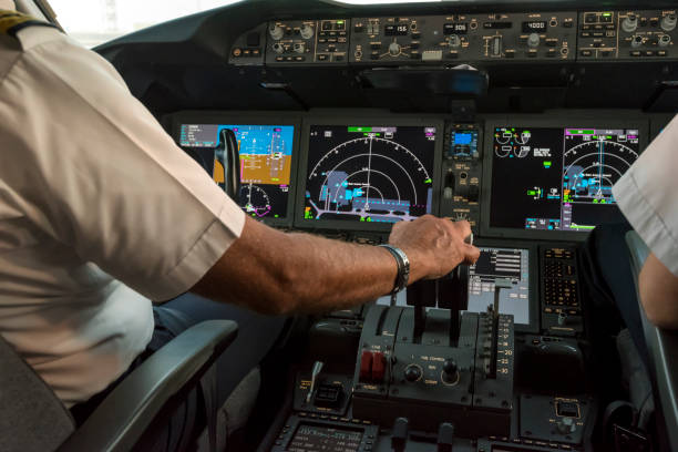 istock Commercial jet aircraft cockpit 801113570