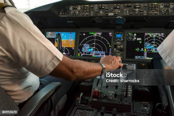 Commercial Jet Aircraft Cockpit Stock Photo - Download Image Now - Cockpit, Pilot, New