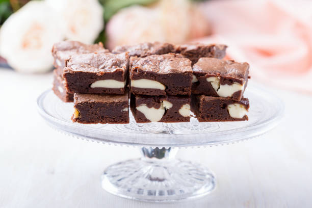 istock Valentines day cheesecake brownies on cake stand 801114514