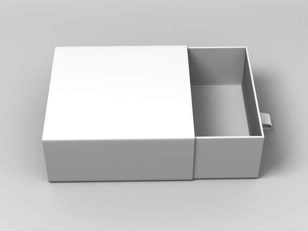 istock Realistic Package Cardboard Sliding Box on grey background. For small items, matches, and other things. 801124496
