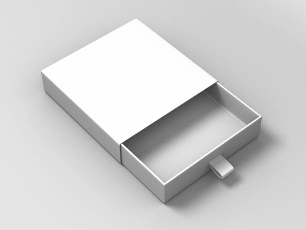 istock Realistic Package Cardboard Sliding Box on grey background. For small items, matches, and other things. 801124546