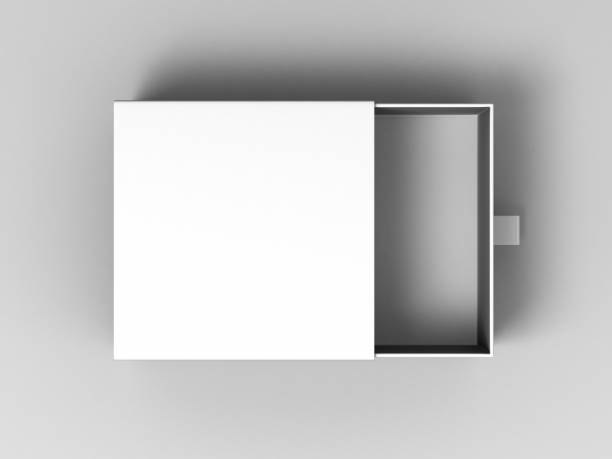 istock Realistic Package Cardboard Sliding Box on grey background. For small items, matches, and other things. 801126868