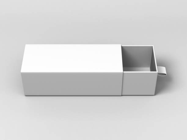 istock Realistic Package Cardboard Sliding Box on grey background. For small items, matches, and other things. 801127272