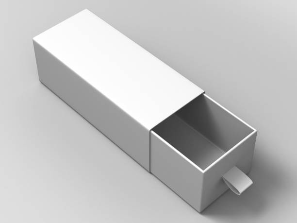 istock Realistic Package Cardboard Sliding Box on grey background. For small items, matches, and other things. 801127304