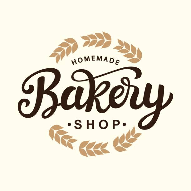 Bakery emblem template design Bakery emblem template design. Hand drawn lettering. Vintage calligraphy badge emblem. Vector illustration. bakery stock illustrations