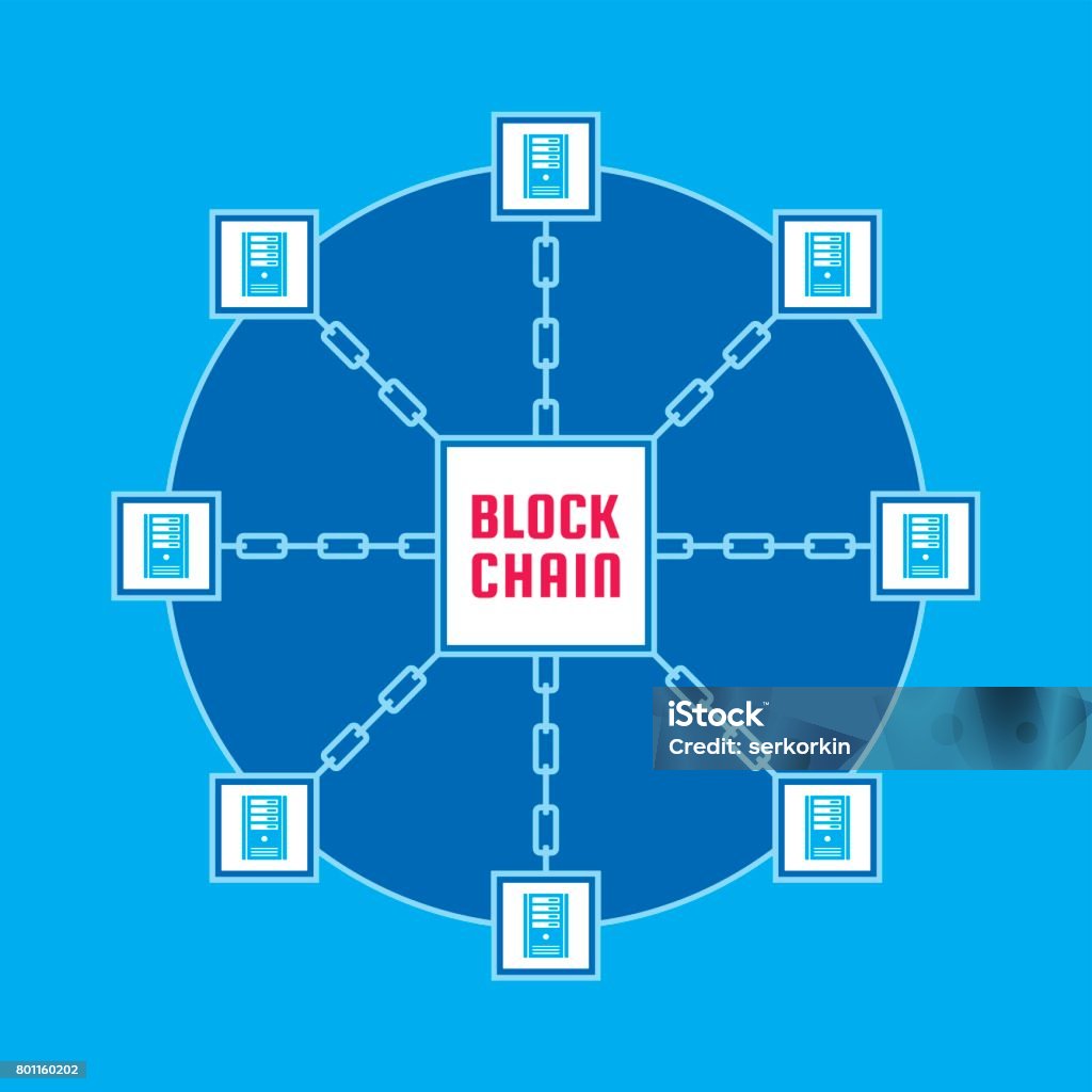 Blockchain network computer technology - creative vector concept illustration. Abstract banner layout graphic design. Abstract stock vector